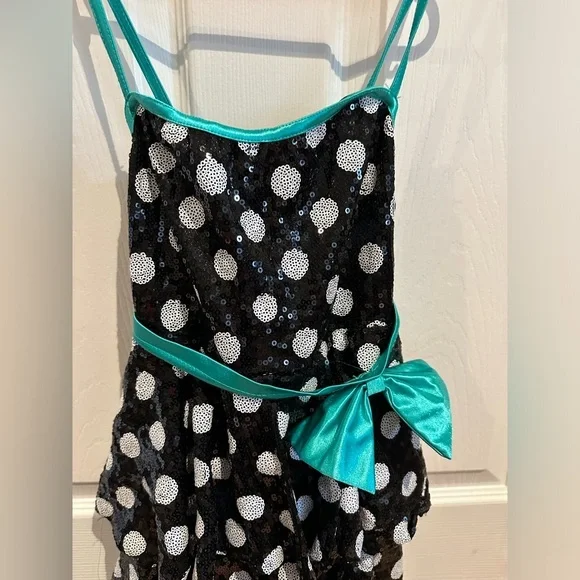 Weissman Sequins Green, Black and White Polka Dot Costume Jazz and Tap Costume - Picture 2 of 5